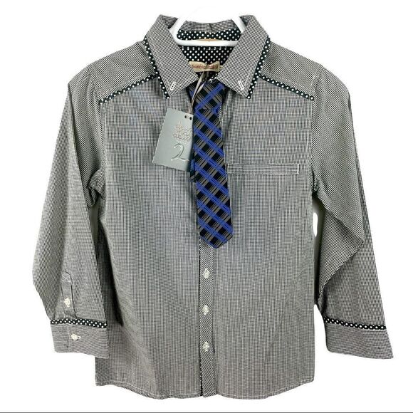 🎁nwt Deux Par Deux Boys Shirt and Tie Set Size 10🎁 - Picture 2 of 7